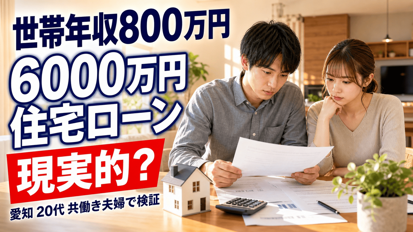 世帯年収800万円で6,000万円の住宅ローンは現実的?愛知県・20代共働き夫婦で検証